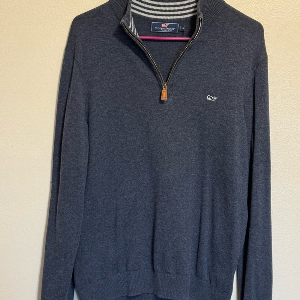 Navy Blue Men's Quarter Zip Sweater by Vineyard Vines Size Small